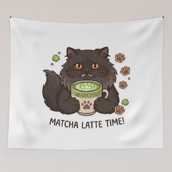 Item preview, Cute Black Cat Matcha Latte | Cute Matcha Lover Gift designed and sold by PetalsPaws.