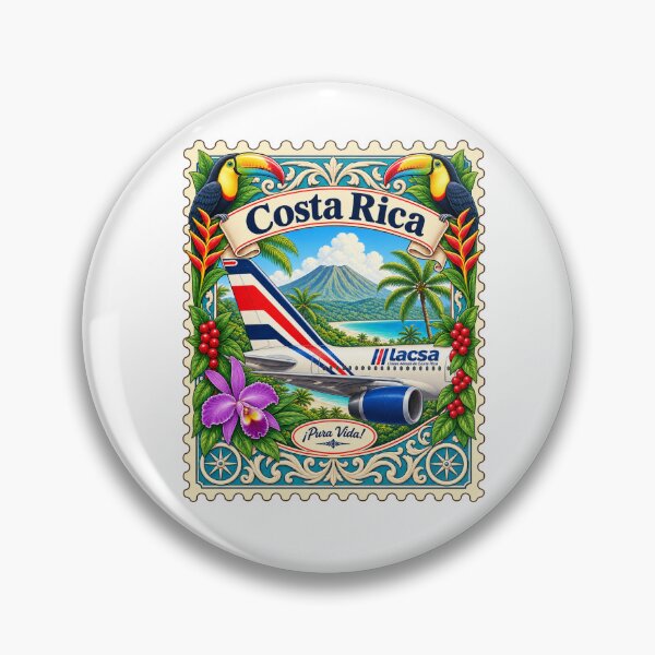 Item preview, LACSA Costa Rica – Vintage Airline Travel Stamp designed and sold by OuterFuselage.