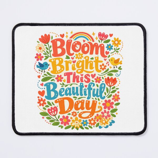 Item preview, Bloom Bright This Beautiful Day Colorful Floral Positive Quote Art Design designed and sold by inkoutninja.