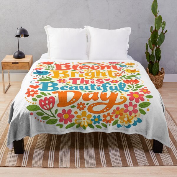 Item preview, Bloom Bright This Beautiful Day Colorful Floral Positive Quote Art Design designed and sold by inkoutninja.