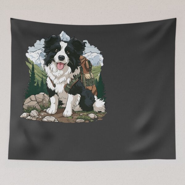 Item preview, Border Collie Dog Hiking Backpack Mountains designed and sold by NicolasGlowArt.