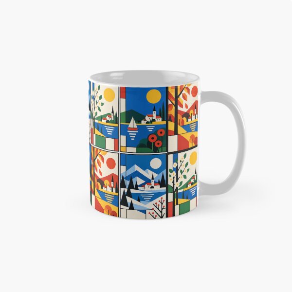 Item preview, Four Seasons Geometric Landscape - De Stijl designed and sold by FloreDreamStudio.