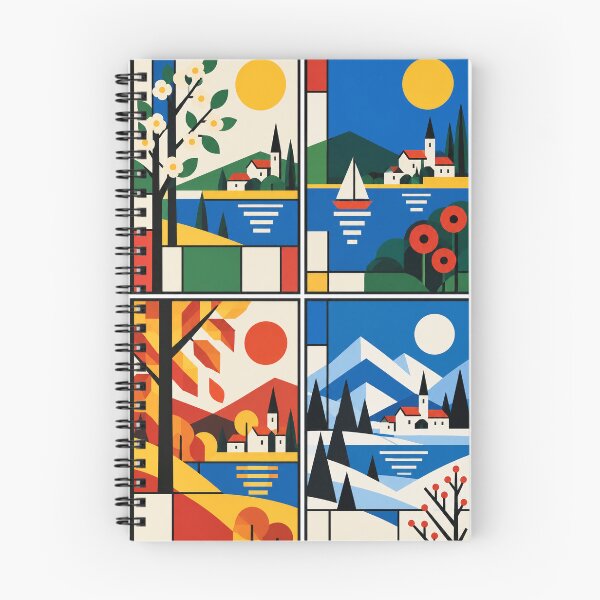 Item preview, Four Seasons Geometric Landscape - De Stijl designed and sold by FloreDreamStudio.