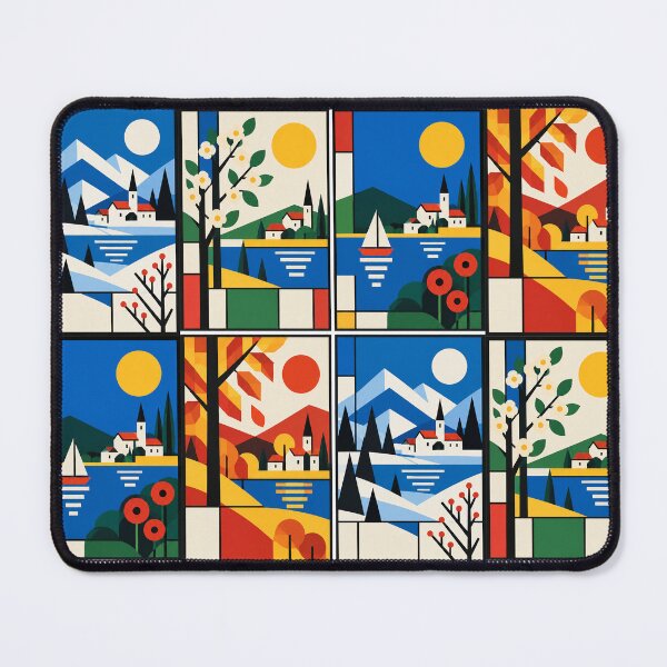 Item preview, Four Seasons Geometric Landscape - De Stijl designed and sold by FloreDreamStudio.