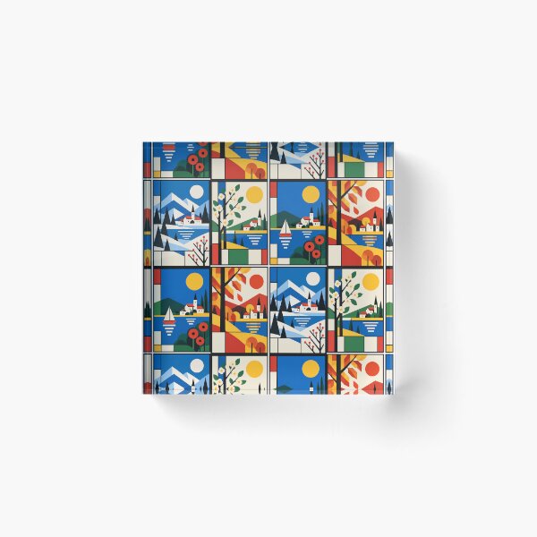 Item preview, Four Seasons Geometric Landscape - De Stijl designed and sold by FloreDreamStudio.