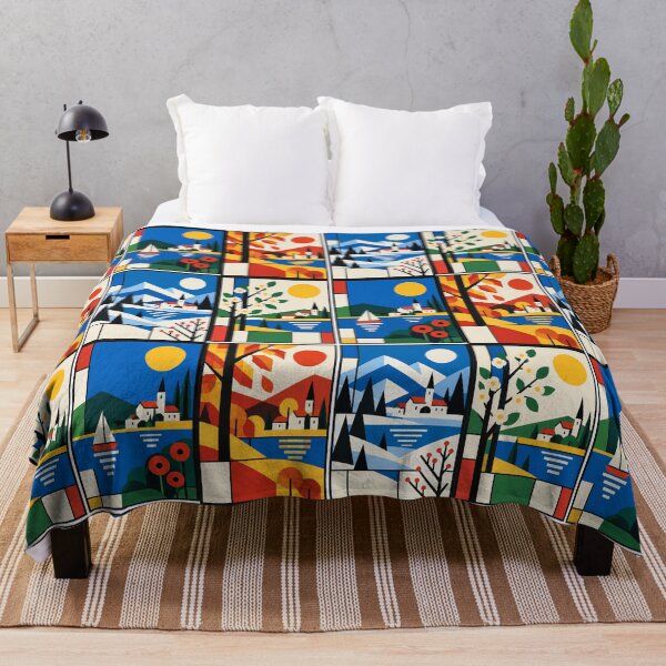 Item preview, Four Seasons Geometric Landscape - De Stijl designed and sold by FloreDreamStudio.