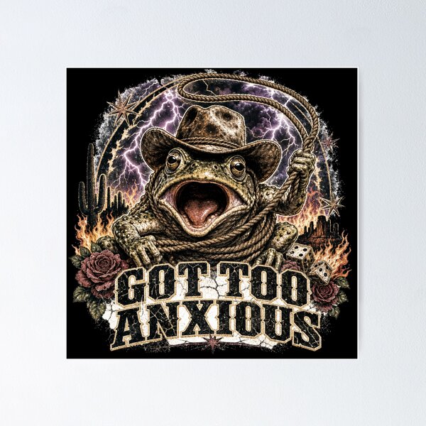 Item preview, Got Too Anxious Cowboy Toad Western Grunge designed and sold by Yellowriversss.