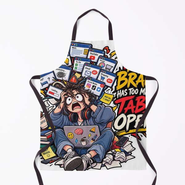 Item preview, My Brain Has Too Many Tabs Open-Stressed & Overwhelmed Illustration designed and sold by carestazafeli.