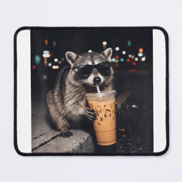 Item preview, Funny Meme Raccoon Sunglasses Drinking Iced Coffee Lover T-Shirt designed and sold by Alan Cruz.