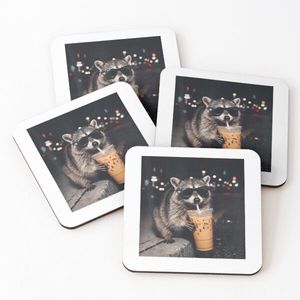 Item preview, Funny Meme Raccoon Sunglasses Drinking Iced Coffee Lover T-Shirt designed and sold by Alan Cruz.