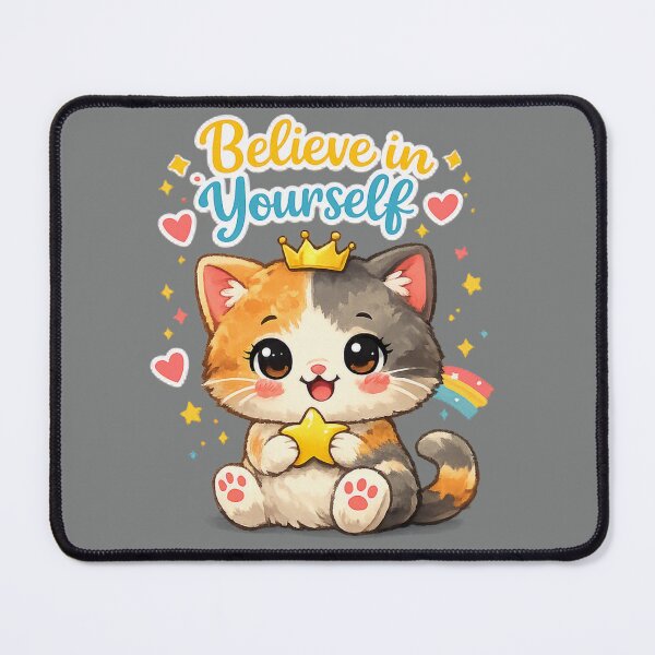 Item preview, Believe in Yourself – Cute Cat Motivational designed and sold by Dew Drop Designs.