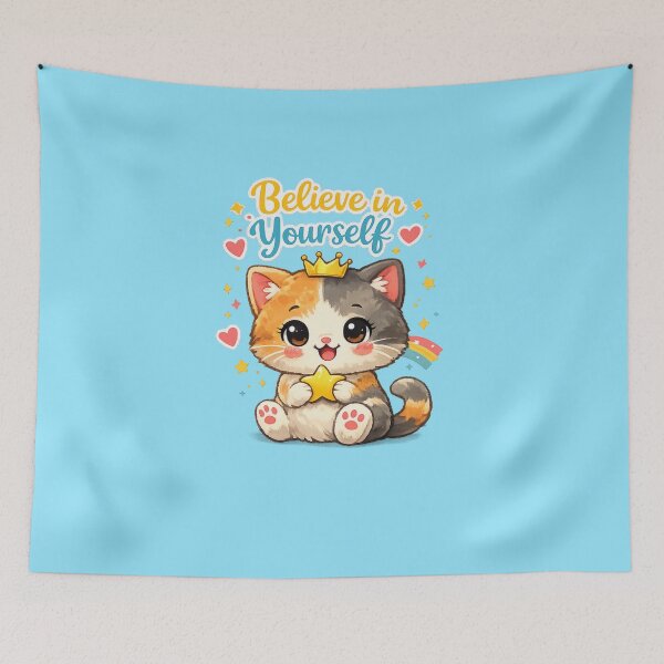 Item preview, Believe in Yourself – Cute Cat Motivational designed and sold by Dew Drop Designs.