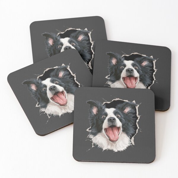 Item preview, Excited Border Collie Dog Bursting Through Design designed and sold by NicolasGlowArt.