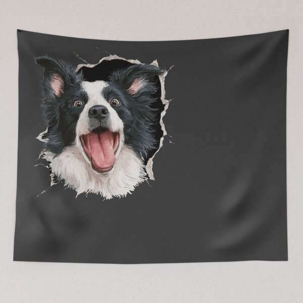 Item preview, Excited Border Collie Dog Bursting Through Design designed and sold by NicolasGlowArt.