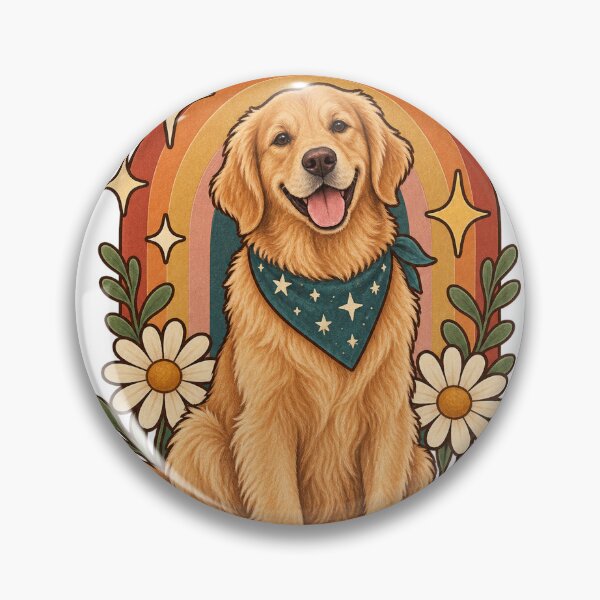 Item preview, Retro Celestial Golden Retriever with Daisies designed and sold by Pixel & Ponder.