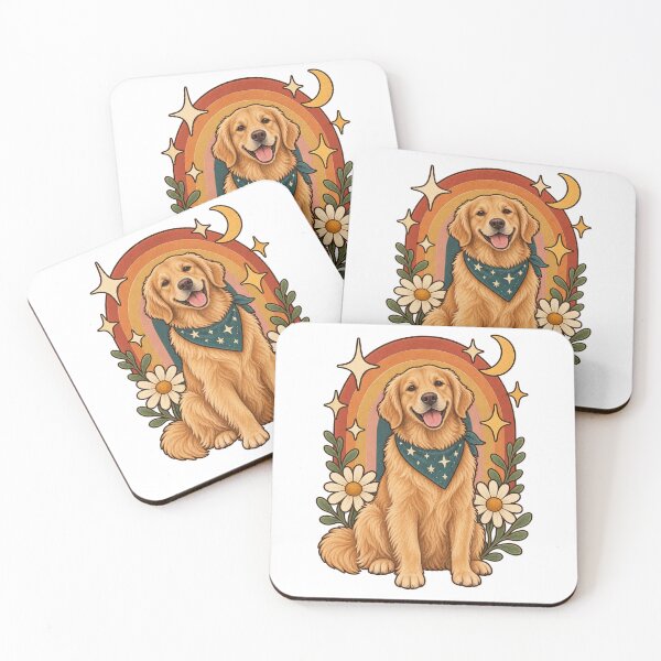 Item preview, Retro Celestial Golden Retriever with Daisies designed and sold by Pixel & Ponder.