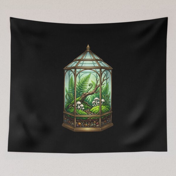 Item preview, Vintage Glass Terrarium Fern Botanical Illustration designed and sold by Fun2Fentastic.