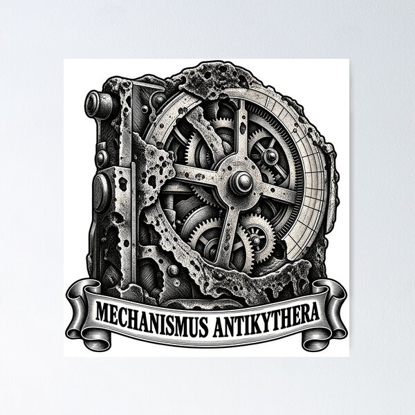 Item preview, Mechanismus Antikythera Ancient Greek Analog Computer Art designed and sold by InkwellOddity.