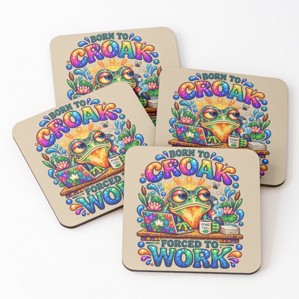 Item preview, Born to Croak Forced to Work – Funny Tired Office Frog Meme, Colorful Work Humor designed and sold by From Cyryl with Love.