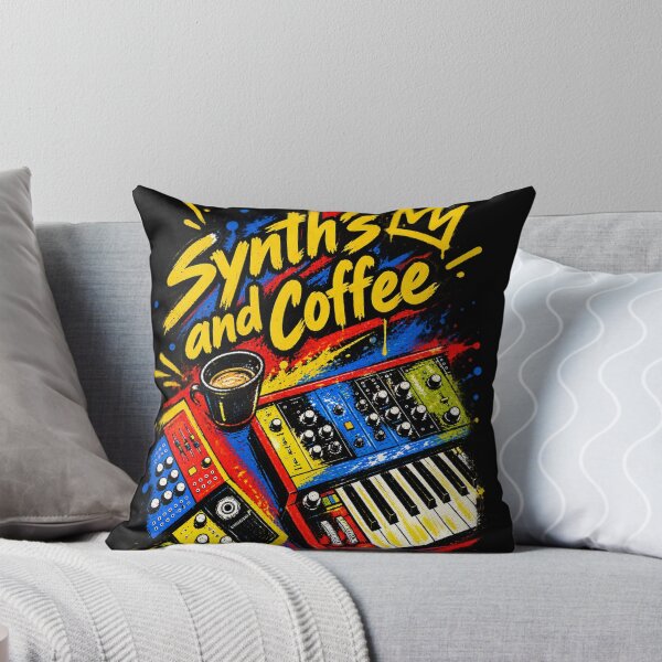 Item preview, Synths and Coffee – Analog Synthesizer Graffiti Art designed and sold by NicolaDudich.