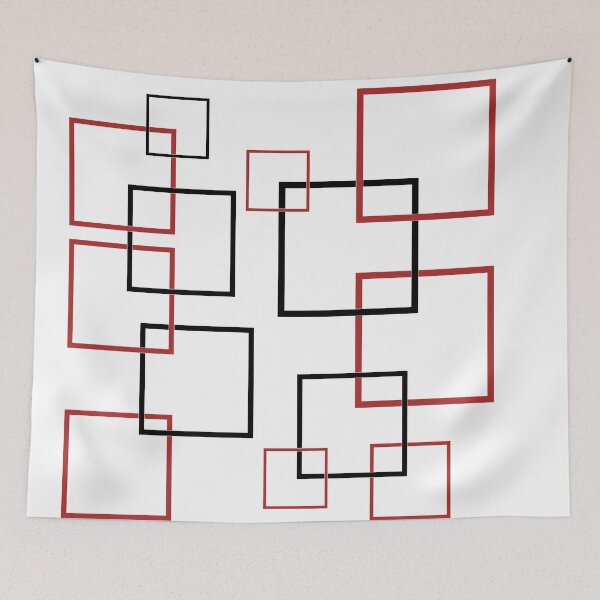 Item preview, Minimalist Red Geometric Squares – Modern Abstract Line Art designed and sold by JOHN44ART.
