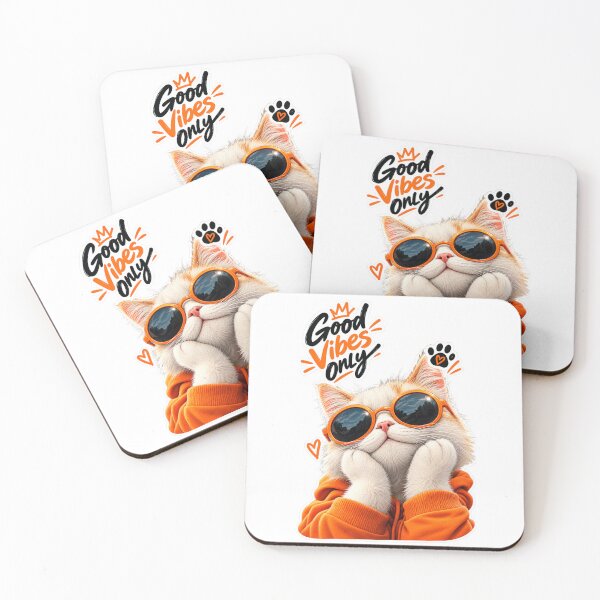 Item preview, Cool Cat Good Vibes Only Orange Aesthetic Sticker designed and sold by PRIME4YOU.