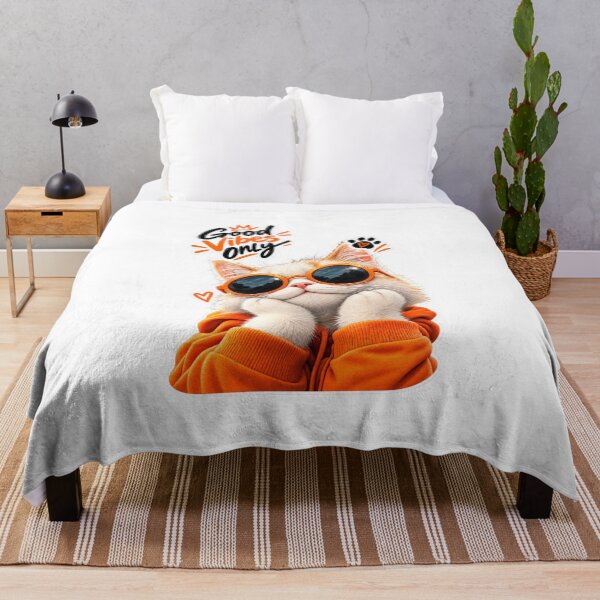 Item preview, Cool Cat Good Vibes Only Orange Aesthetic Sticker designed and sold by PRIME4YOU.
