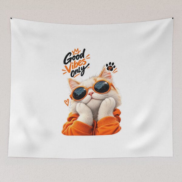 Item preview, Cool Cat Good Vibes Only Orange Aesthetic Sticker designed and sold by PRIME4YOU.