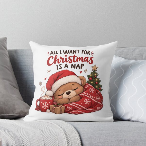 Item preview, All I Want for Christmas Is a Nap – Cozy Christmas Bear designed and sold by DreamyBrushArt.