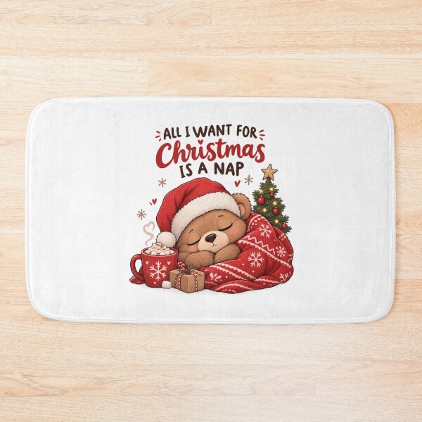 Item preview, All I Want for Christmas Is a Nap – Cozy Christmas Bear designed and sold by DreamyBrushArt.
