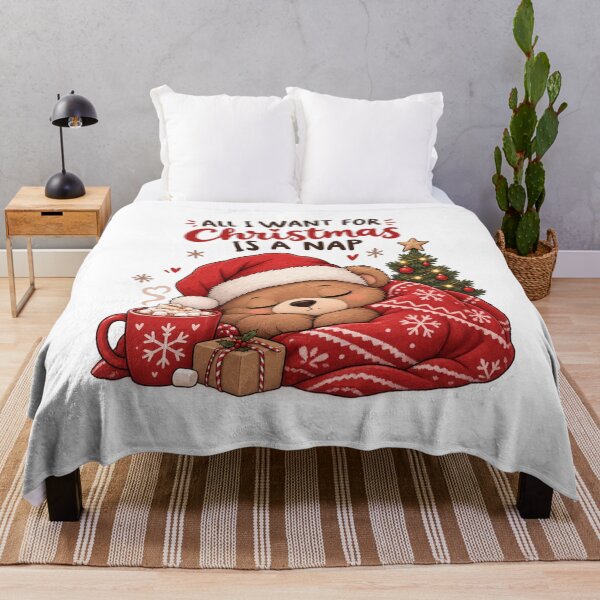 Item preview, All I Want for Christmas Is a Nap – Cozy Christmas Bear designed and sold by DreamyBrushArt.