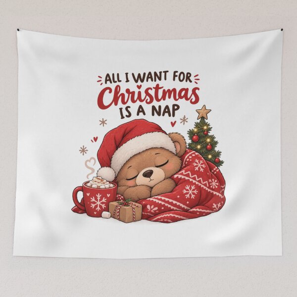 Item preview, All I Want for Christmas Is a Nap – Cozy Christmas Bear designed and sold by DreamyBrushArt.