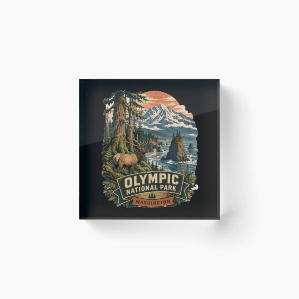 Item preview, Olympic National Park Washington | Pacific Northwest Wilderness Vintage Travel Illustration designed and sold by Dikshant Goyal.