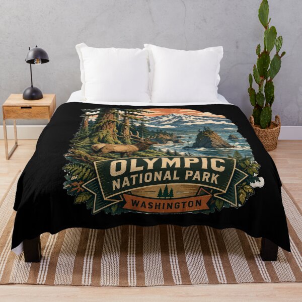 Item preview, Olympic National Park Washington | Pacific Northwest Wilderness Vintage Travel Illustration designed and sold by Dikshant Goyal.