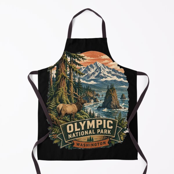 Item preview, Olympic National Park Washington | Pacific Northwest Wilderness Vintage Travel Illustration designed and sold by Dikshant Goyal.