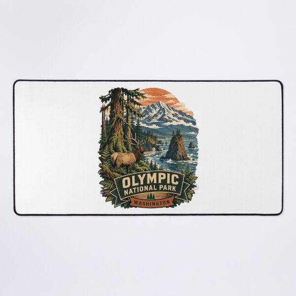 Item preview, Olympic National Park Washington | Pacific Northwest Wilderness Vintage Travel Illustration designed and sold by Dikshant Goyal.