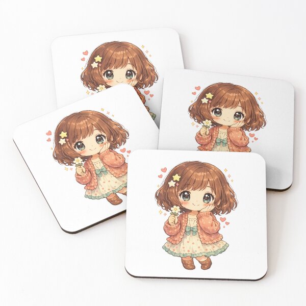 Item preview, Cute Chibi Girl with Flower Cozy Cottagecore Kawaii Pastel Art Design designed and sold by inkoutninja.