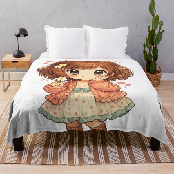 Item preview, Cute Chibi Girl with Flower Cozy Cottagecore Kawaii Pastel Art Design designed and sold by inkoutninja.