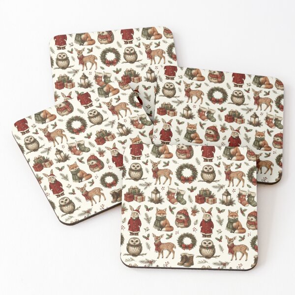 Item preview, Cute woodland animals in cozy winter holiday designed and sold by Steele-Art.