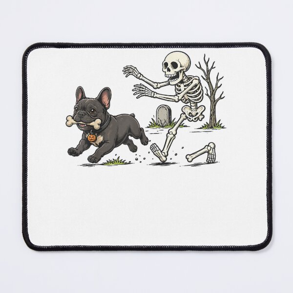 Item preview, French Bulldog Dog Stealing Bone from Skeleton Halloween designed and sold by TaraxDoolittle.