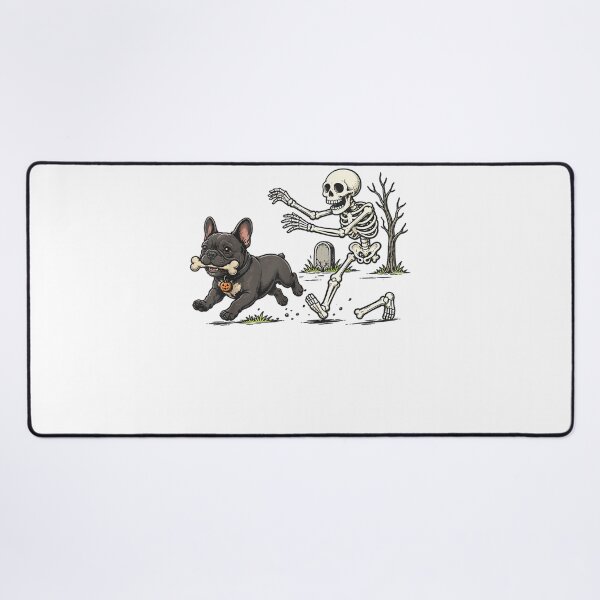 Item preview, French Bulldog Dog Stealing Bone from Skeleton Halloween designed and sold by TaraxDoolittle.