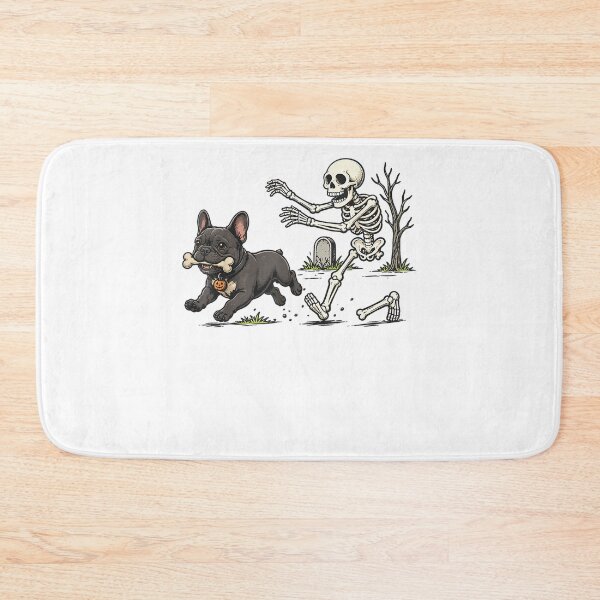 Item preview, French Bulldog Dog Stealing Bone from Skeleton Halloween designed and sold by TaraxDoolittle.