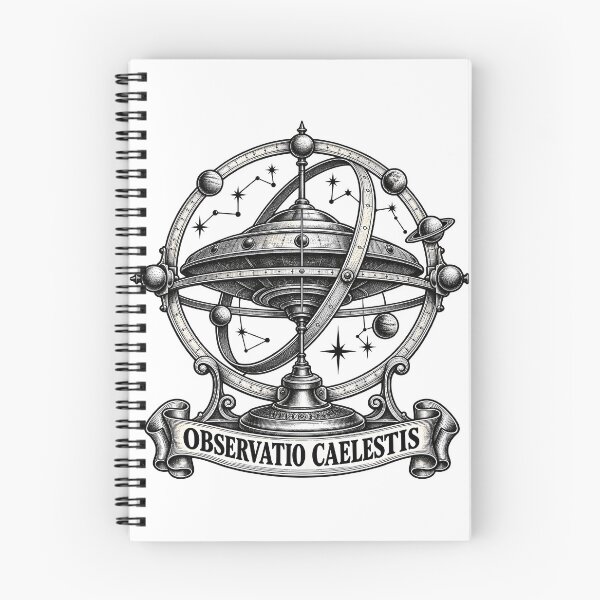 Item preview, Observatio Caelestis Armillary Sphere UFO Astronaut Art designed and sold by InkwellOddity.