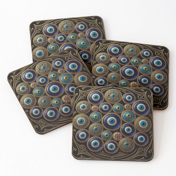 Item preview, Ornate Golden Evil Eye Mandala - Mystic Nazar Protection Art designed and sold by Breezes-of-Ida.