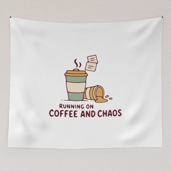 Item preview, Running on coffee and chaos - funny coffee lover busy life humor designed and sold by GagShots.