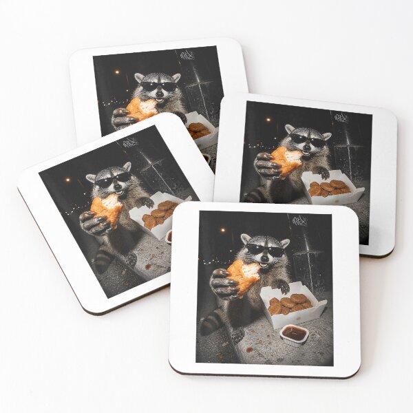 Item preview, Funny Raccoon Eating Chicken Nuggets Feral Women Nugs Food T-Shirt designed and sold by Djtahar15.
