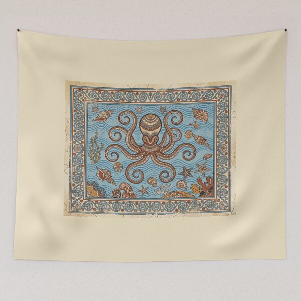 Item preview, Minoan Octopus: Knossos Aegean Bronze Age Marine Fresco Art designed and sold by FreiherrPK.