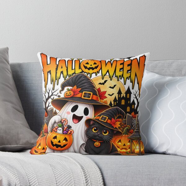 Item preview, Happy Halloween Ghost & Black Cat Shirt Design – Spooky Pumpkin Witch designed and sold by zezoro321.