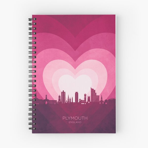 Item preview, Plymouth England Skyline Hearts Pink designed and sold by ArtPrints.