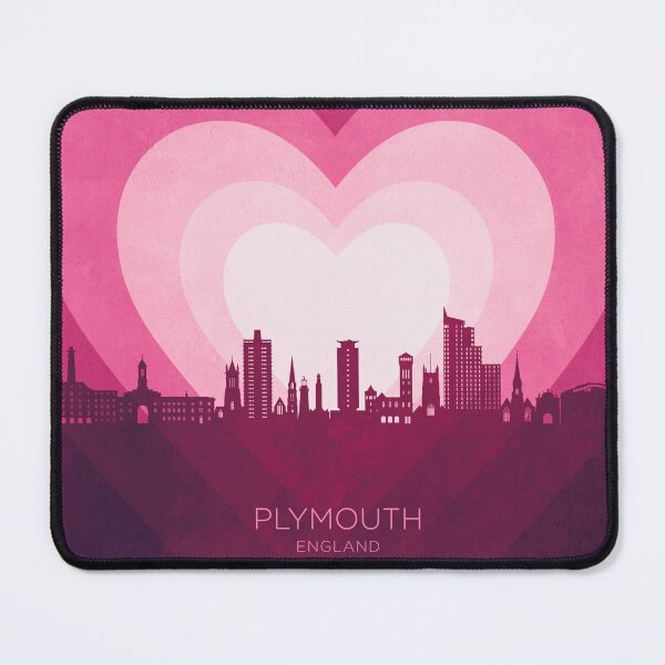 Item preview, Plymouth England Skyline Hearts Pink designed and sold by ArtPrints.